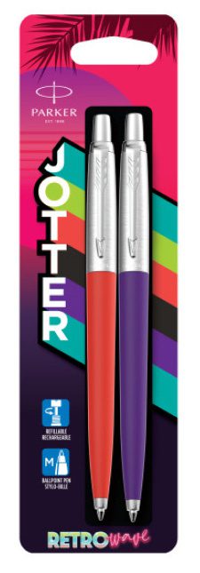 Набор ручек Parker Jotter Originals 80s Retrowave Vermilion Red/Indigo Purple M, в блистере