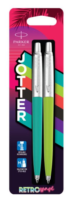 Набор ручек Parker Jotter Originals 80s Retrowave, Caribbean Blue/Apple Green M, в блистере