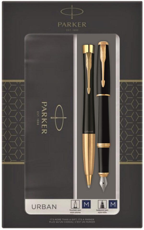 Подарочный набор из 2-х ручек Parker URBAN Muted black GT перьевая и шариковая ручки